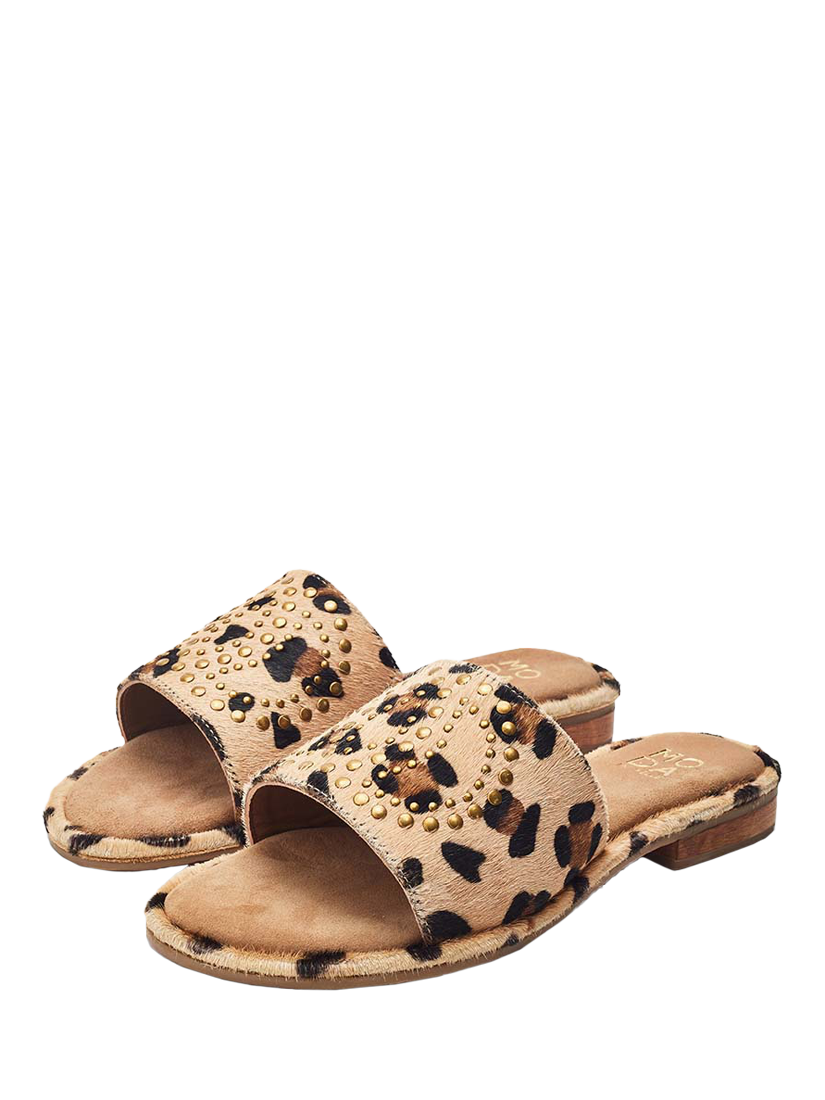 Product image 2 of 4, which shows Moda in Pelle Ferula Leopard Print Leather Sandals, Leopard, 6