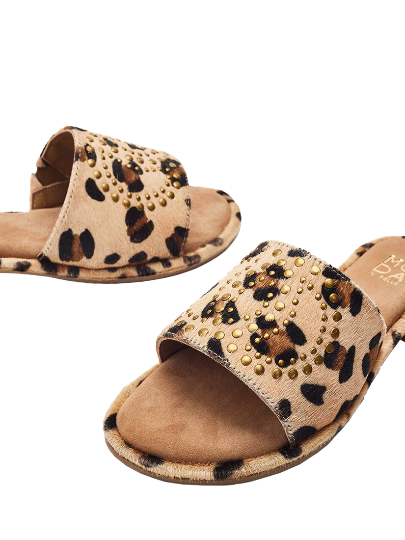 Product image 4 of 4, which shows Moda in Pelle Ferula Leopard Print Leather Sandals, Leopard, 6