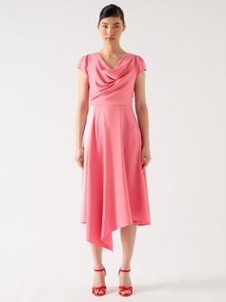 L.K.Bennett Moon Cap Sleeve Draped Midi Dress, Light Pink, Light Pink