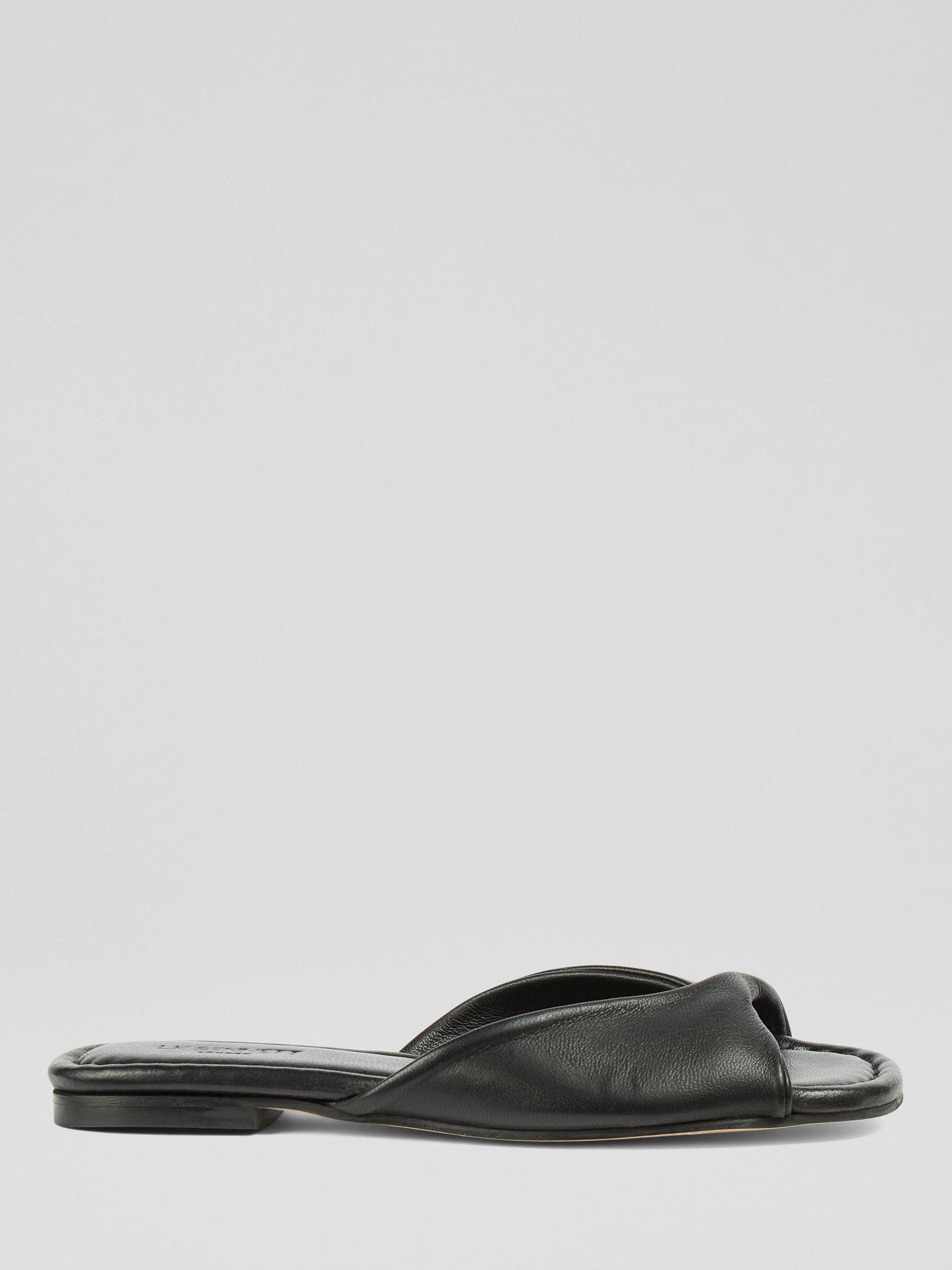 Product image 1 of 4, which shows L.K.Bennett Cora Leather Twist Detail Footbed Sandals, Black, 2