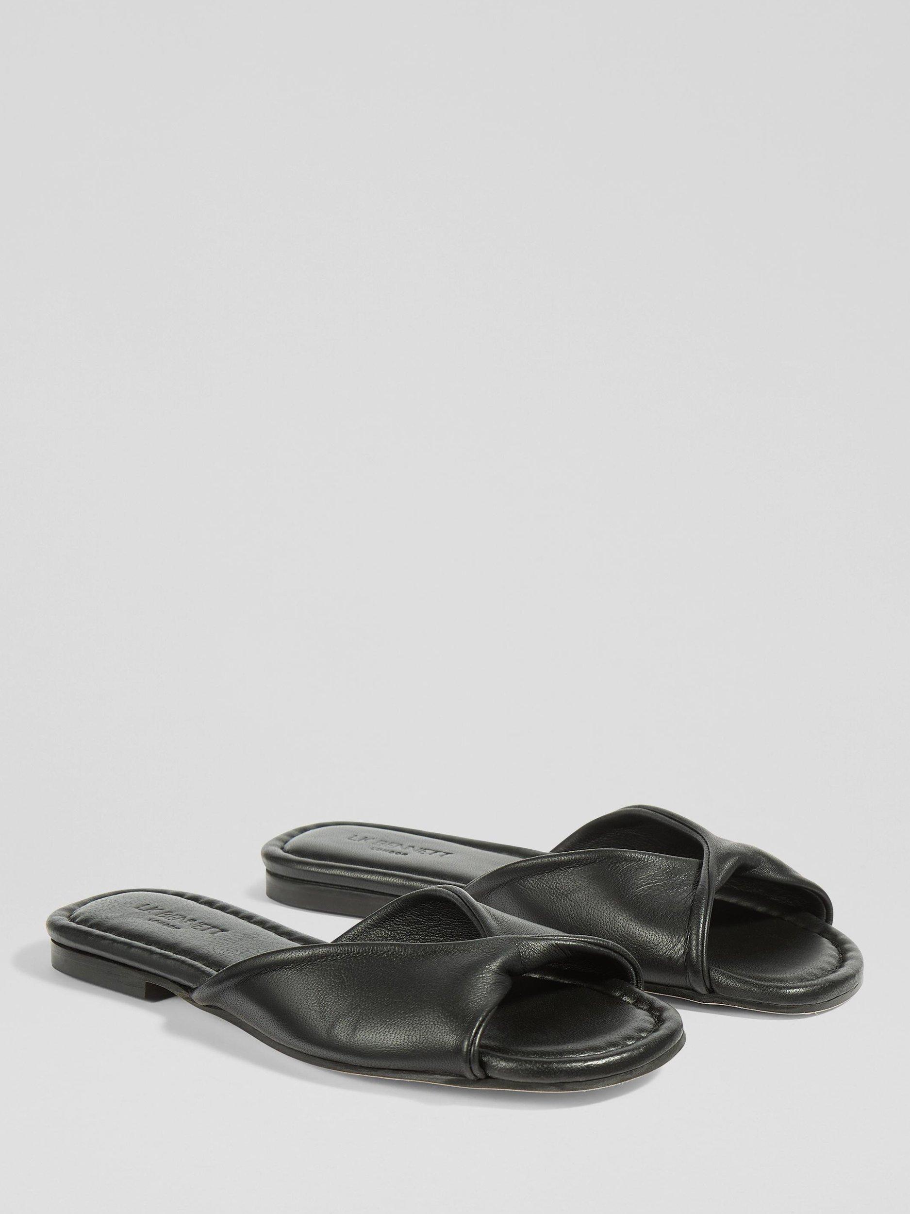 Product image 2 of 4, which shows L.K.Bennett Cora Leather Twist Detail Footbed Sandals, Black, 2