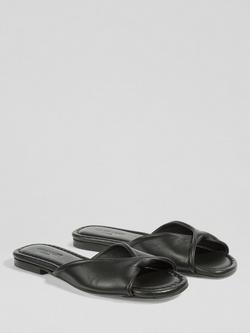 L.K.Bennett Cora Leather Twist Detail Footbed Sandals, Black - view 2, Black