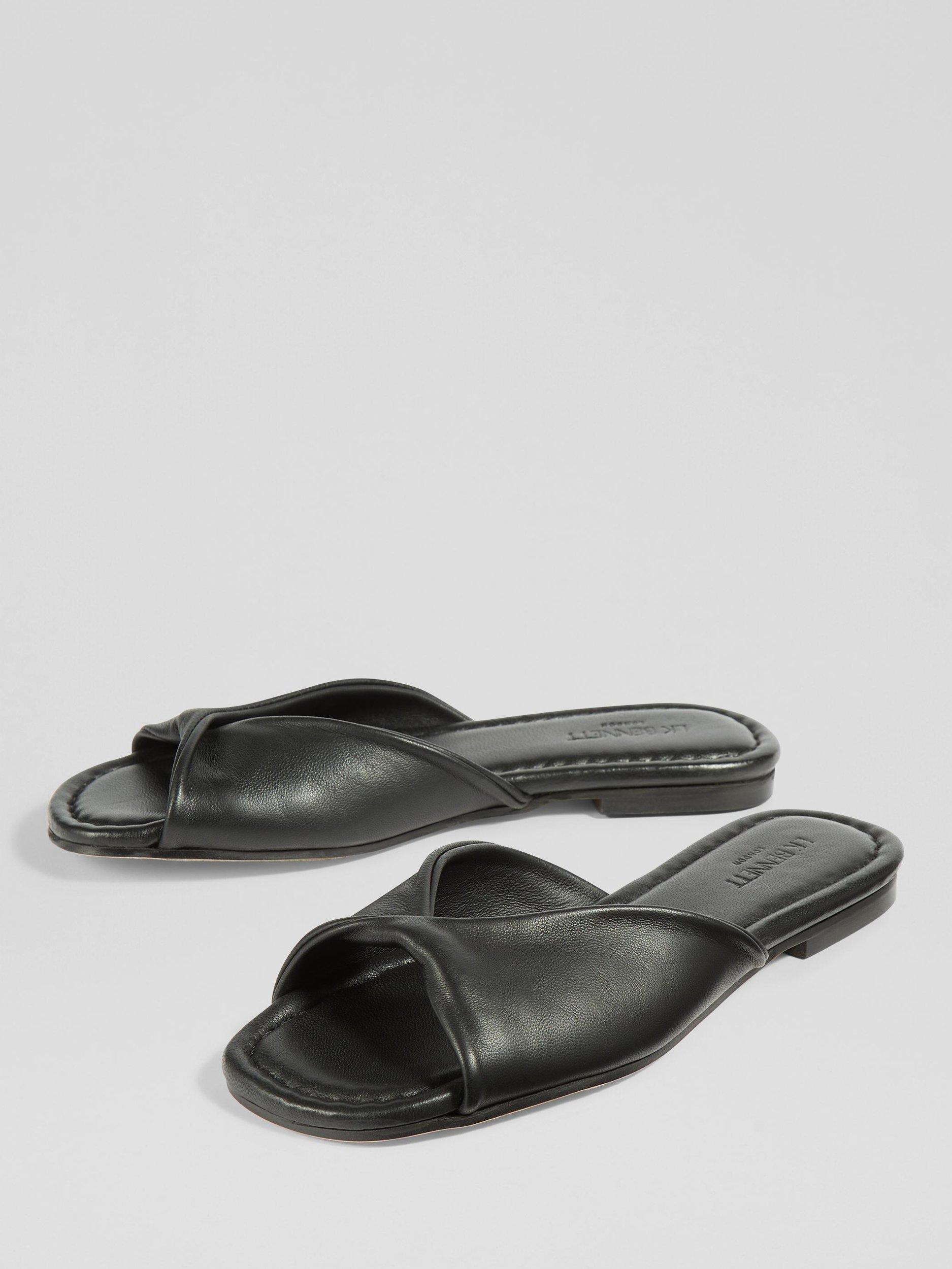 Product image 3 of 4, which shows L.K.Bennett Cora Leather Twist Detail Footbed Sandals, Black, 2