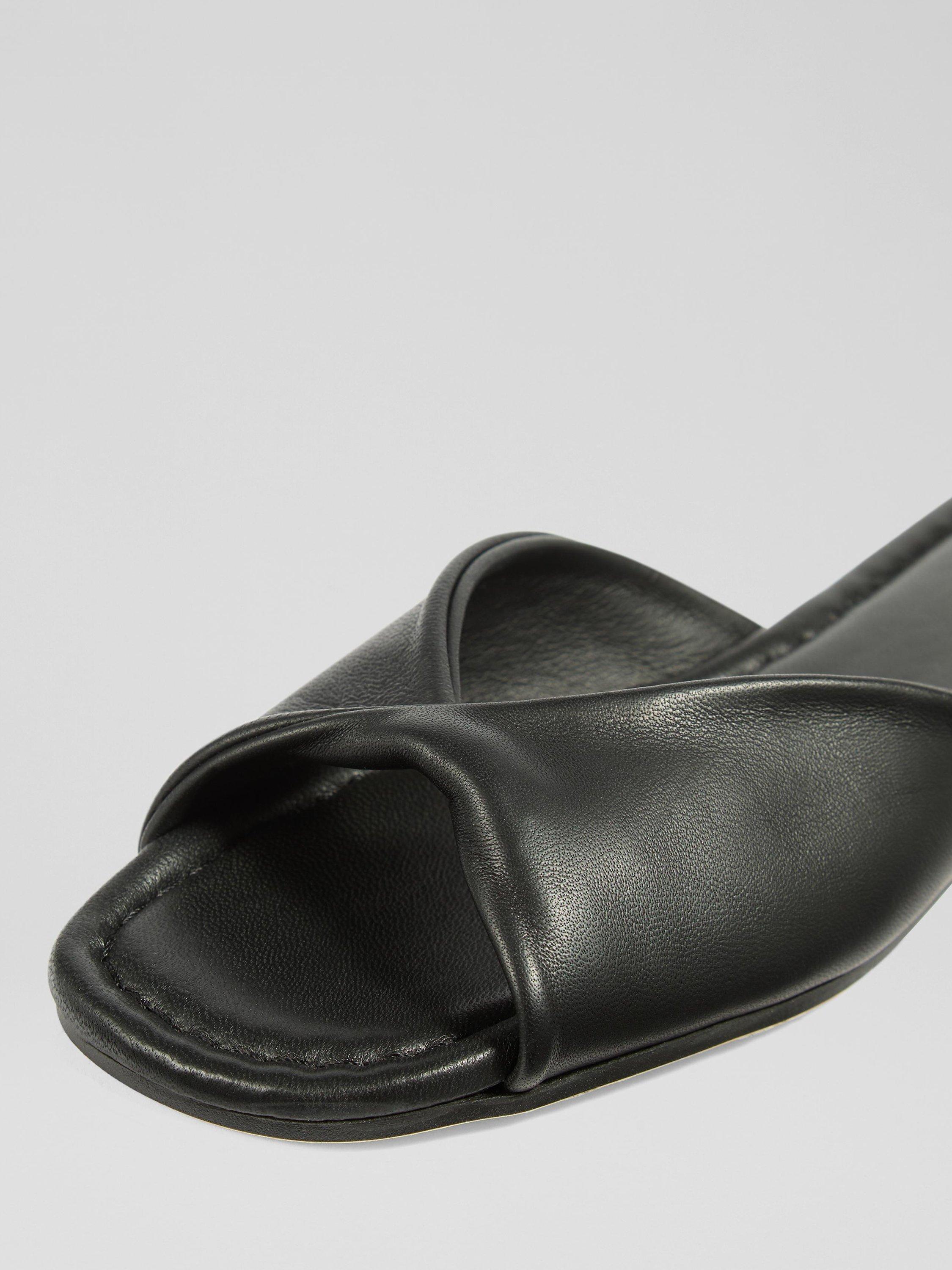 Product image 4 of 4, which shows L.K.Bennett Cora Leather Twist Detail Footbed Sandals, Black, 2