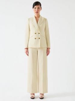 L.K.Bennett Amore Linen Blend Pinstripe Jacket, Cream/Black, Cream/Black