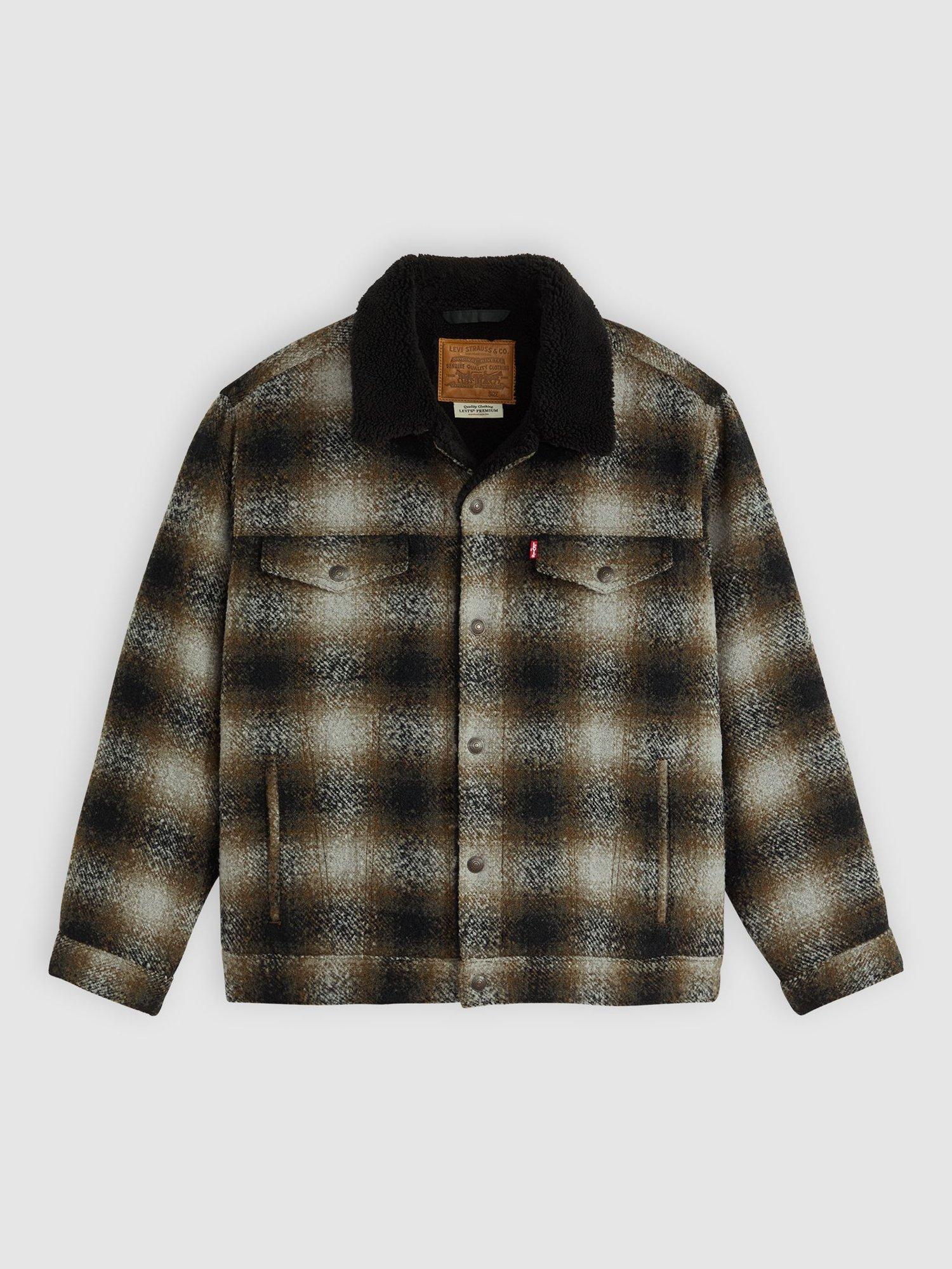 Product image 3 of 3, which shows Levi's Relaxed Fit Check Sherpa Trucker Jacket, James Plaid, M