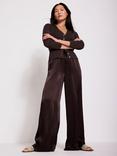 Mint Velvet Glitter Ribbed Knit Cardigan, Brown