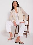 Mint Velvet Sequin Bomber Jacket, Natural Natural