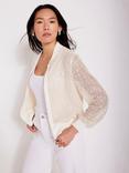 Mint Velvet Sequin Bomber Jacket, Natural Natural