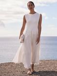 Mint Velvet Cotton Blend Panelled Maxi Dress, White Ivory