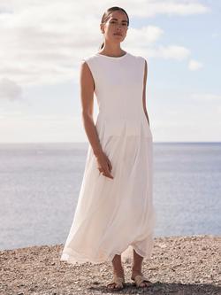 Mint Velvet Cotton Blend Panelled Maxi Dress, White Ivory - view 2, White Ivory