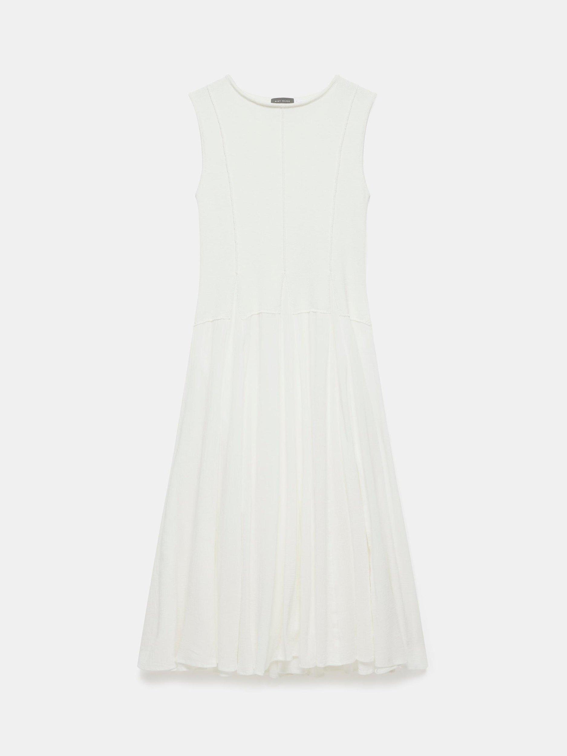 Product image 8 of 8, which shows Mint Velvet Cotton Blend Panelled Maxi Dress, White Ivory, 6|8
