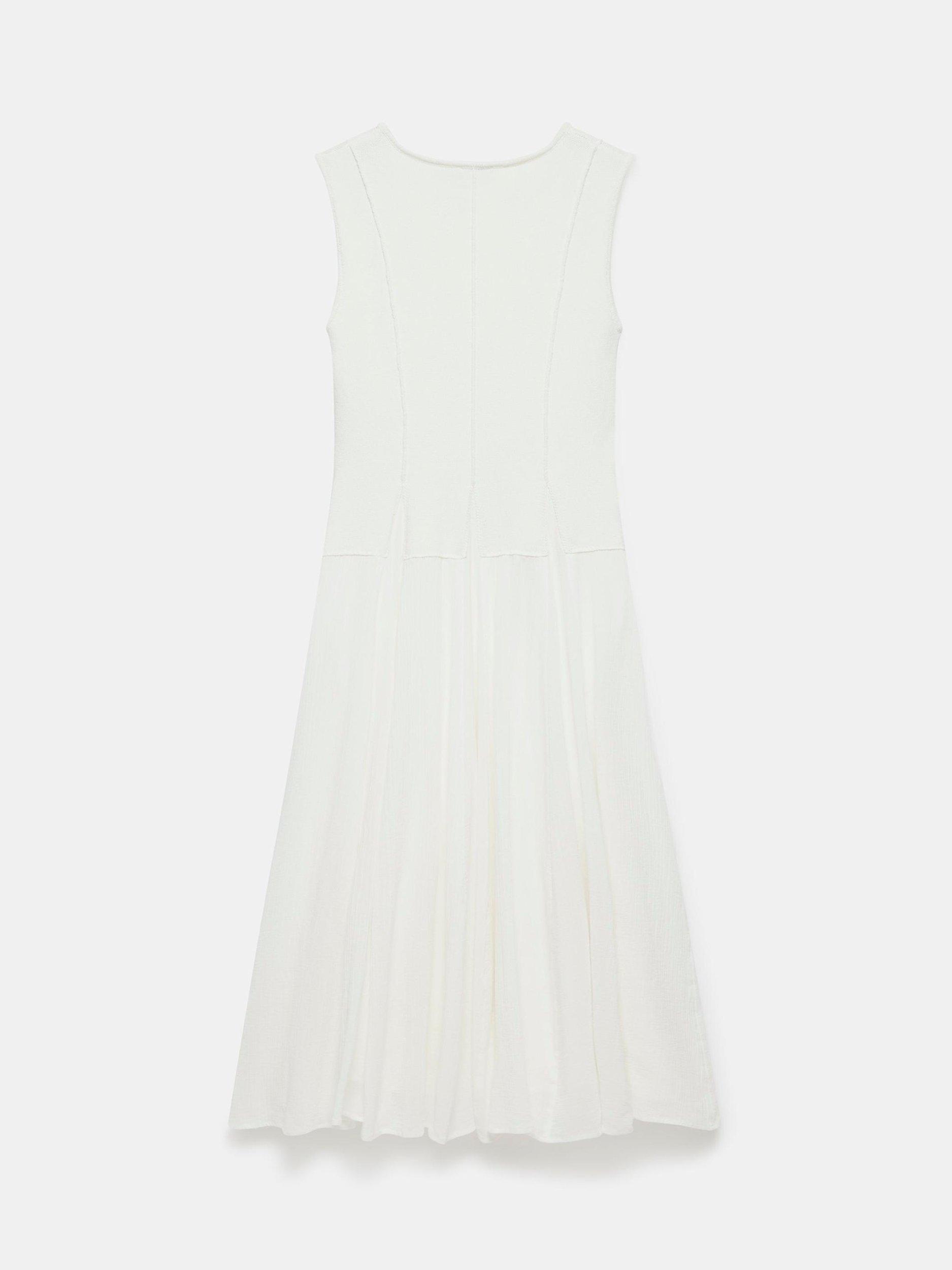 Product image 7 of 8, which shows Mint Velvet Cotton Blend Panelled Maxi Dress, White Ivory, 6|8