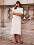 Mint Velvet Zip Neck Denim Midi Dress, Ivory
