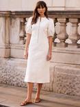 Mint Velvet Zip Neck Denim Midi Dress, Ivory