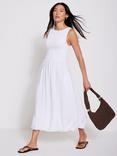 Mint Velvet Sleeveless Bubble Hem Midi Dress, White Ivory