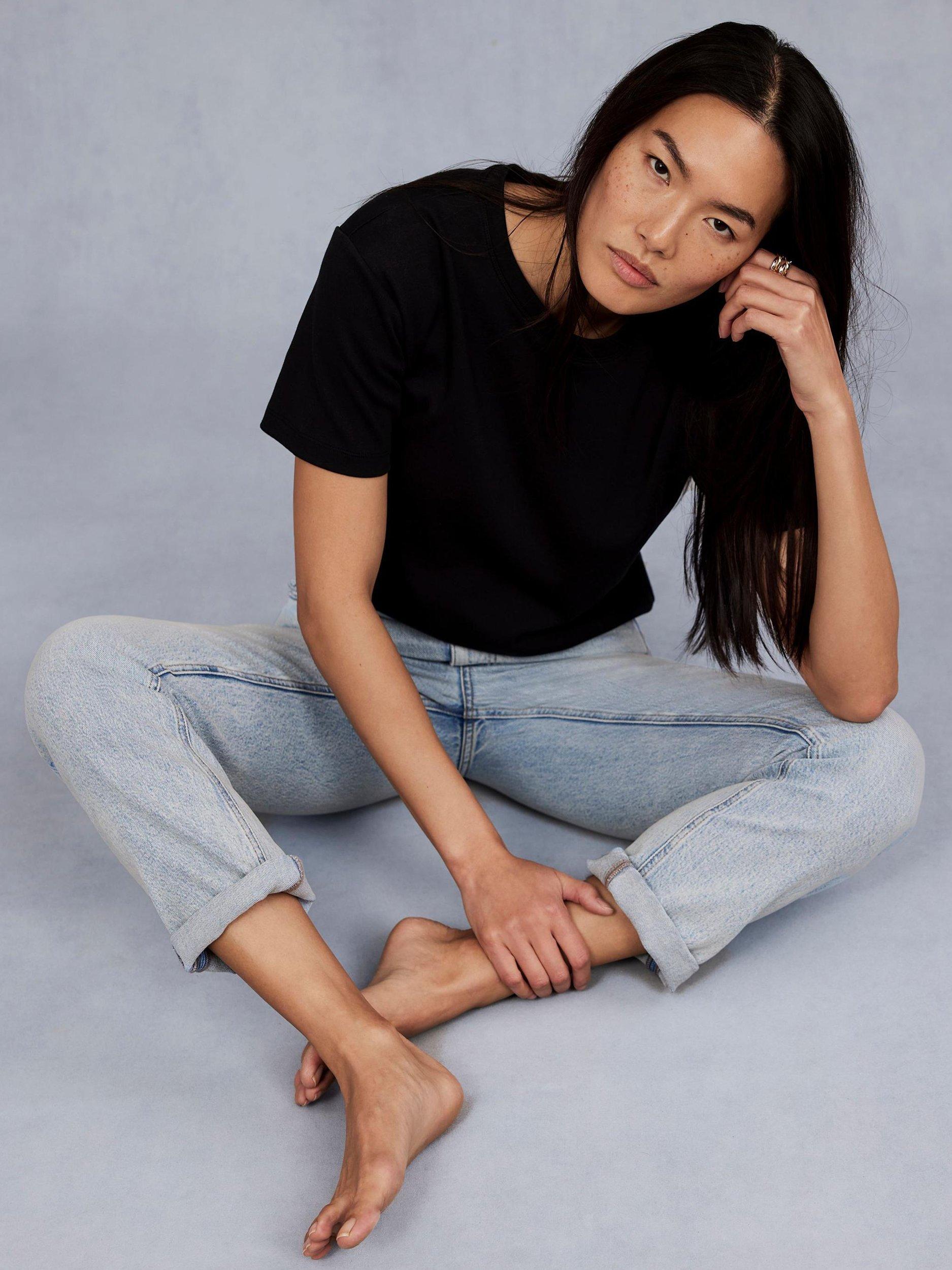 Product image 3 of 7, which shows Mint Velvet Mid Rise Slim Fit Jeans, Light Indigo, 8R