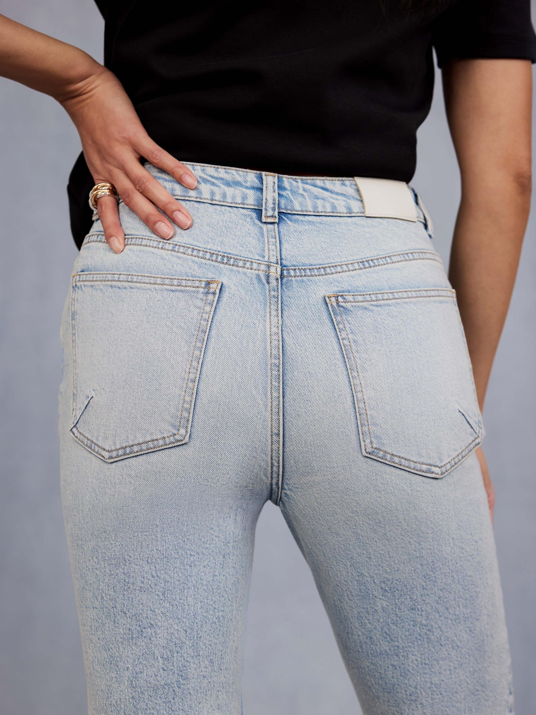 Product image 4 of 7, which shows Mint Velvet Mid Rise Slim Fit Jeans, Light Indigo, 8R