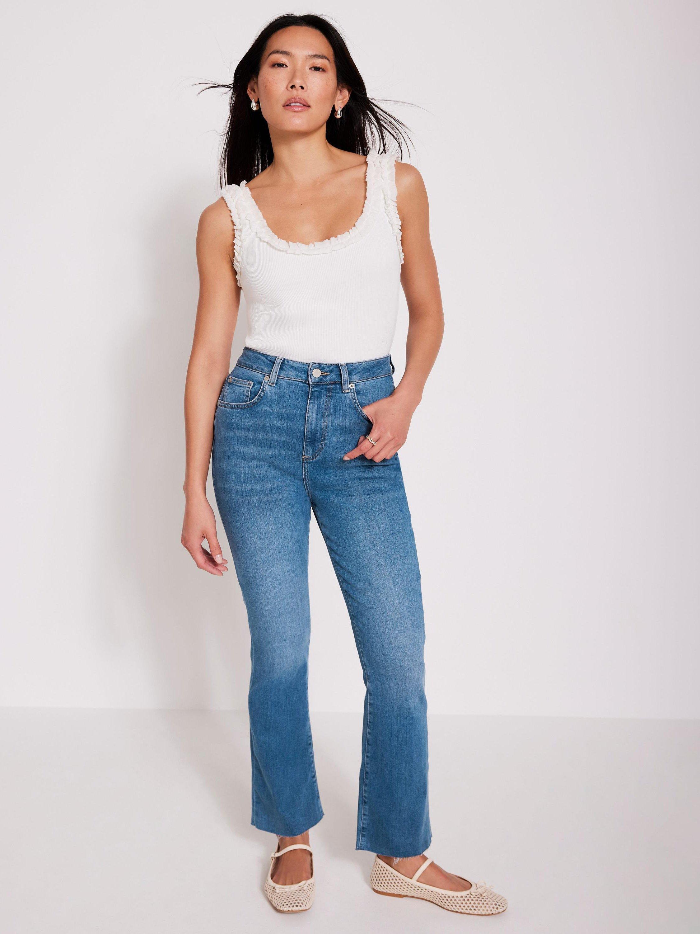 Mint Velvet Cropped Flared Jeans, Blue