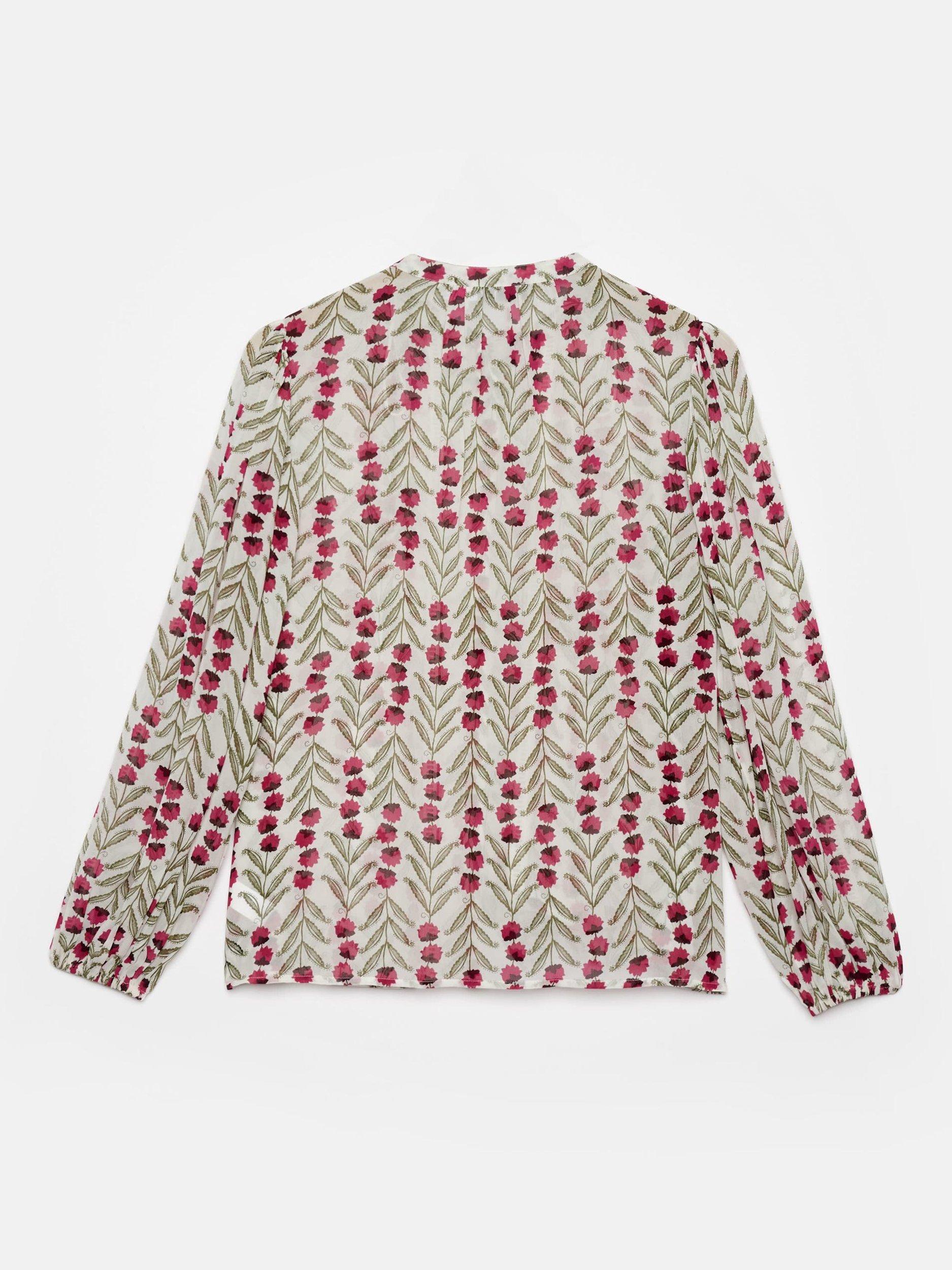 Product image 6 of 6, which shows Mint Velvet Open Stitch Floral Print Blouse, Natural/Multi, XL