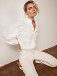 Mint Velvet Floral Sequin Blouse, White Ivory, White Ivory