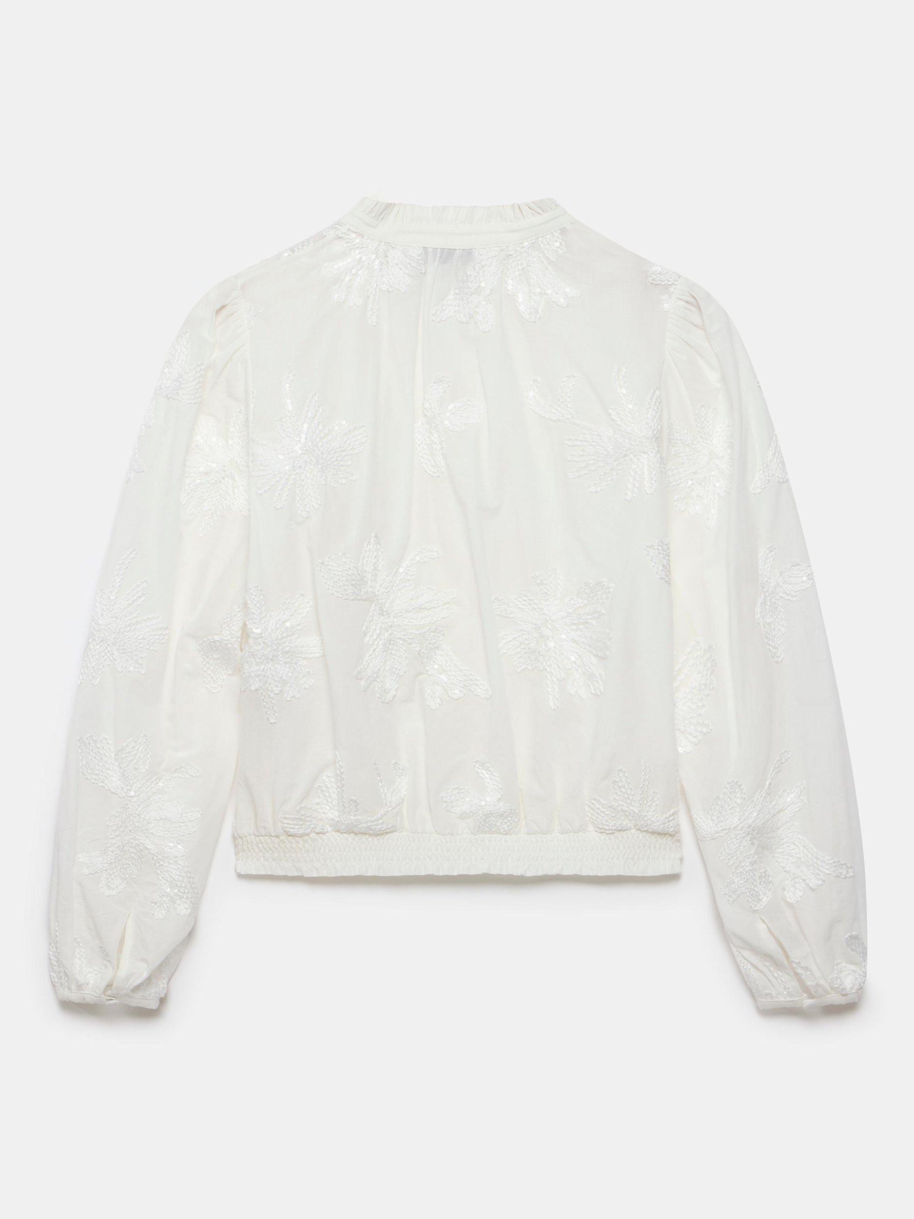 Product image 8 of 8, which shows Mint Velvet Floral Sequin Blouse, White Ivory, S