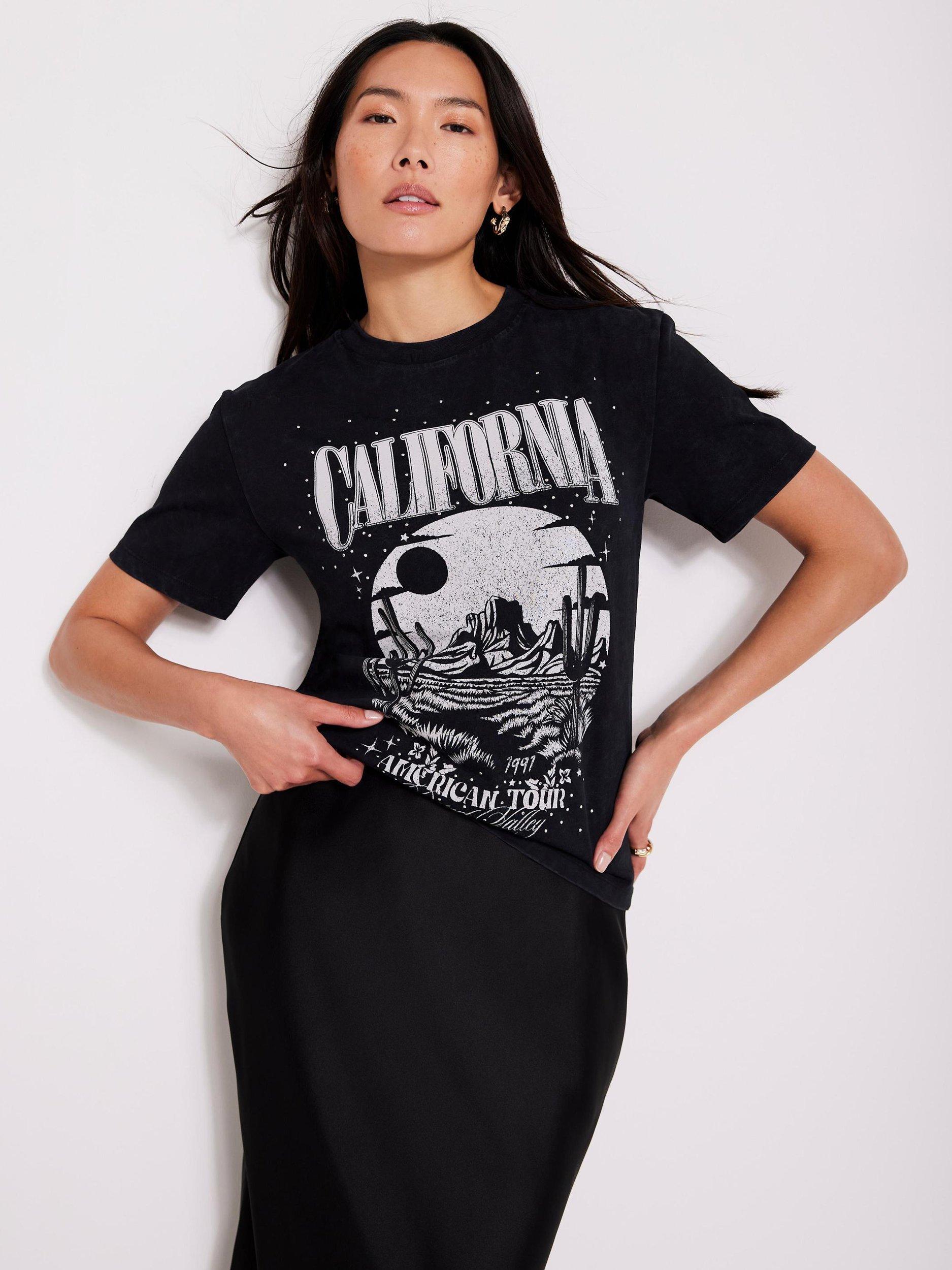 Product image 1 of 7, which shows Mint Velvet Crew Neck California T-Shirt, Black, XS