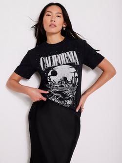 Mint Velvet Crew Neck California T-Shirt, Black, Black