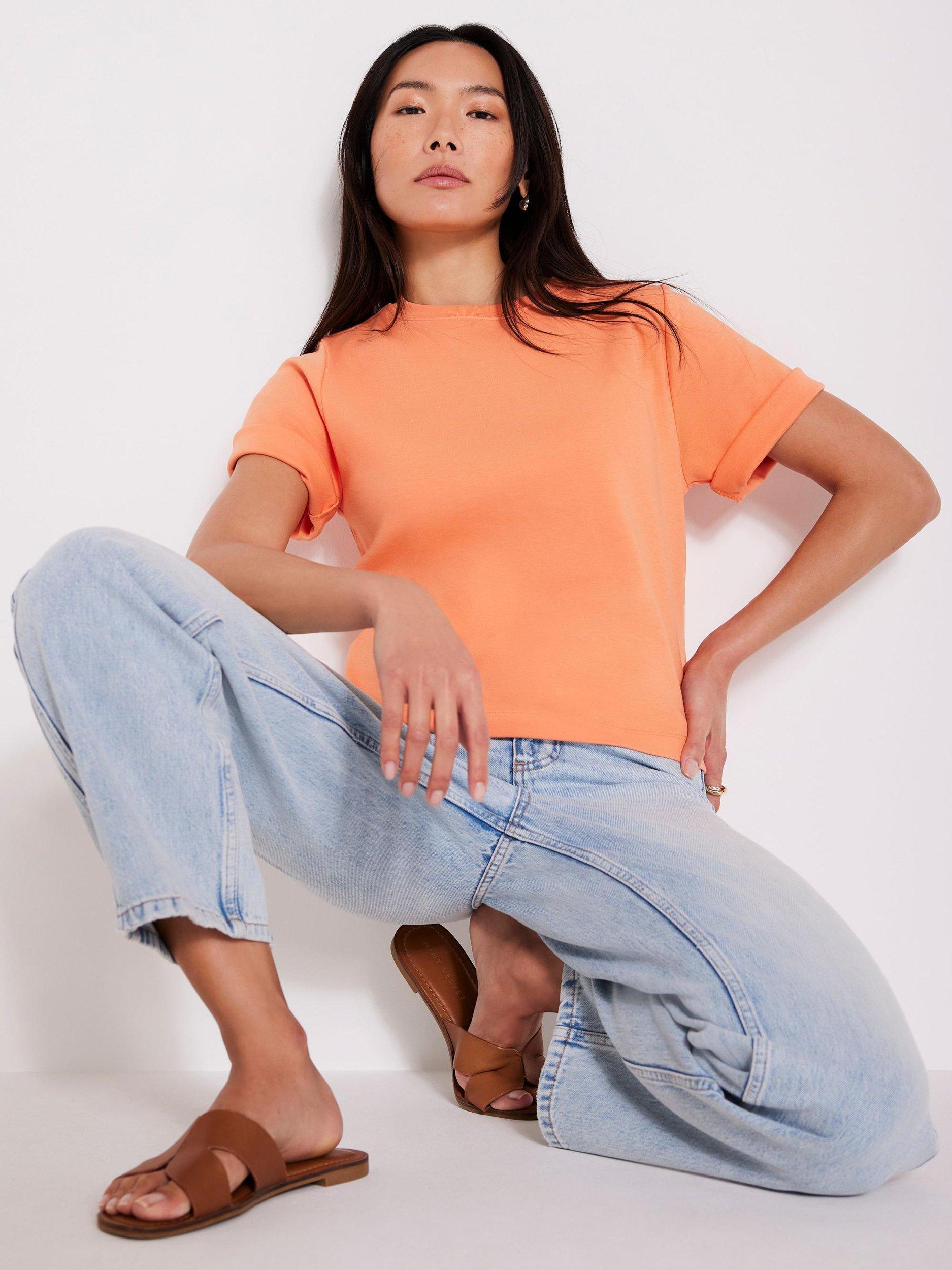 Mint Velvet Crew Neck T-Shirt, Orange