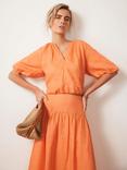 Mint Velvet Puff Sleeve Crop Top, Orange Multi Orange, Orange Multi Orange