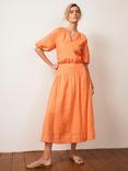 Mint Velvet Puff Sleeve Crop Top, Orange Multi Orange, Orange Multi Orange