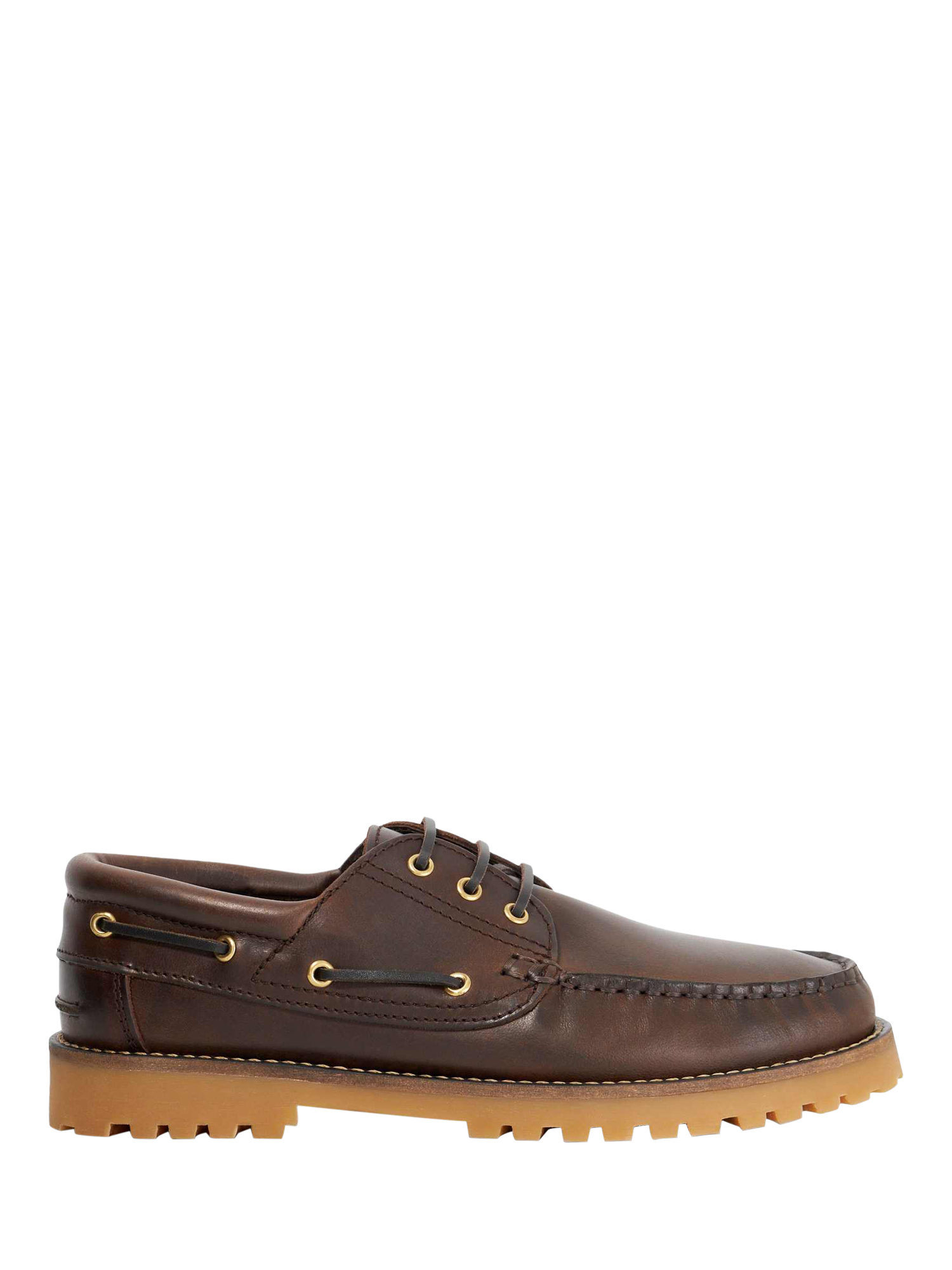 Product image 1 of 5, which shows Dune London St Bart Leather Lace Detail Boat Shoes, Brown, EU40