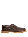 Dune London St Bart Leather Lace Detail Boat Shoes, Brown