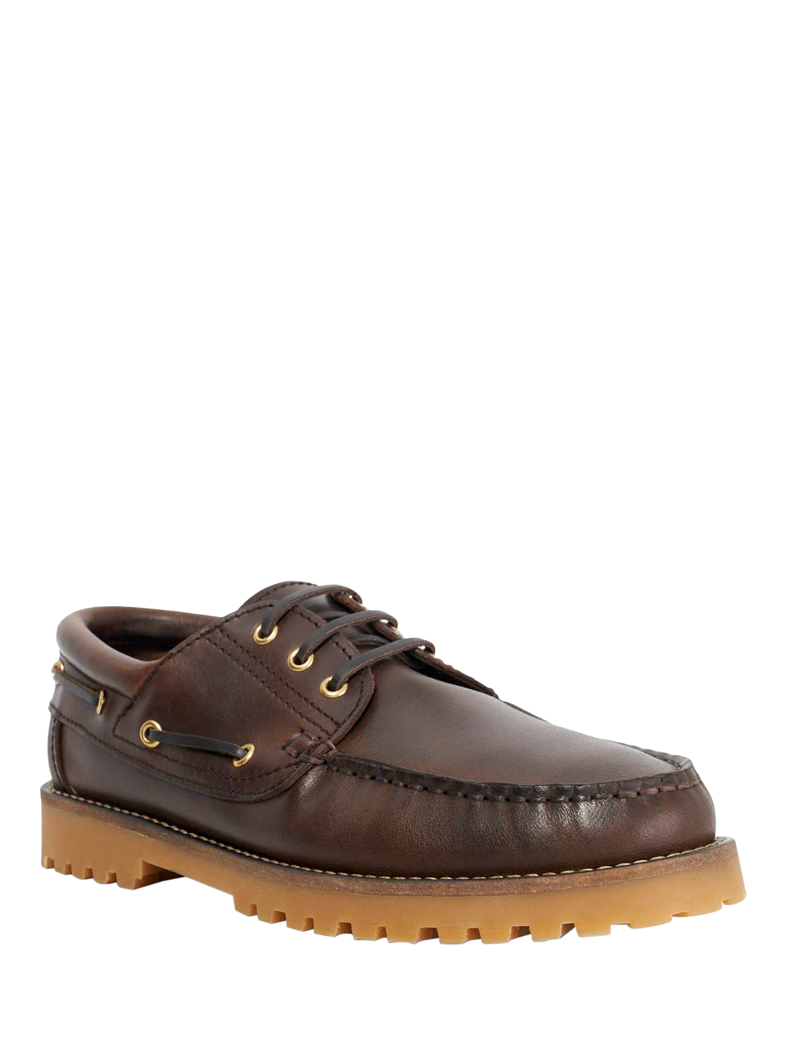 Product image 2 of 5, which shows Dune London St Bart Leather Lace Detail Boat Shoes, Brown, EU40