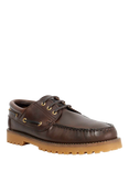 Dune London St Bart Leather Lace Detail Boat Shoes, Brown