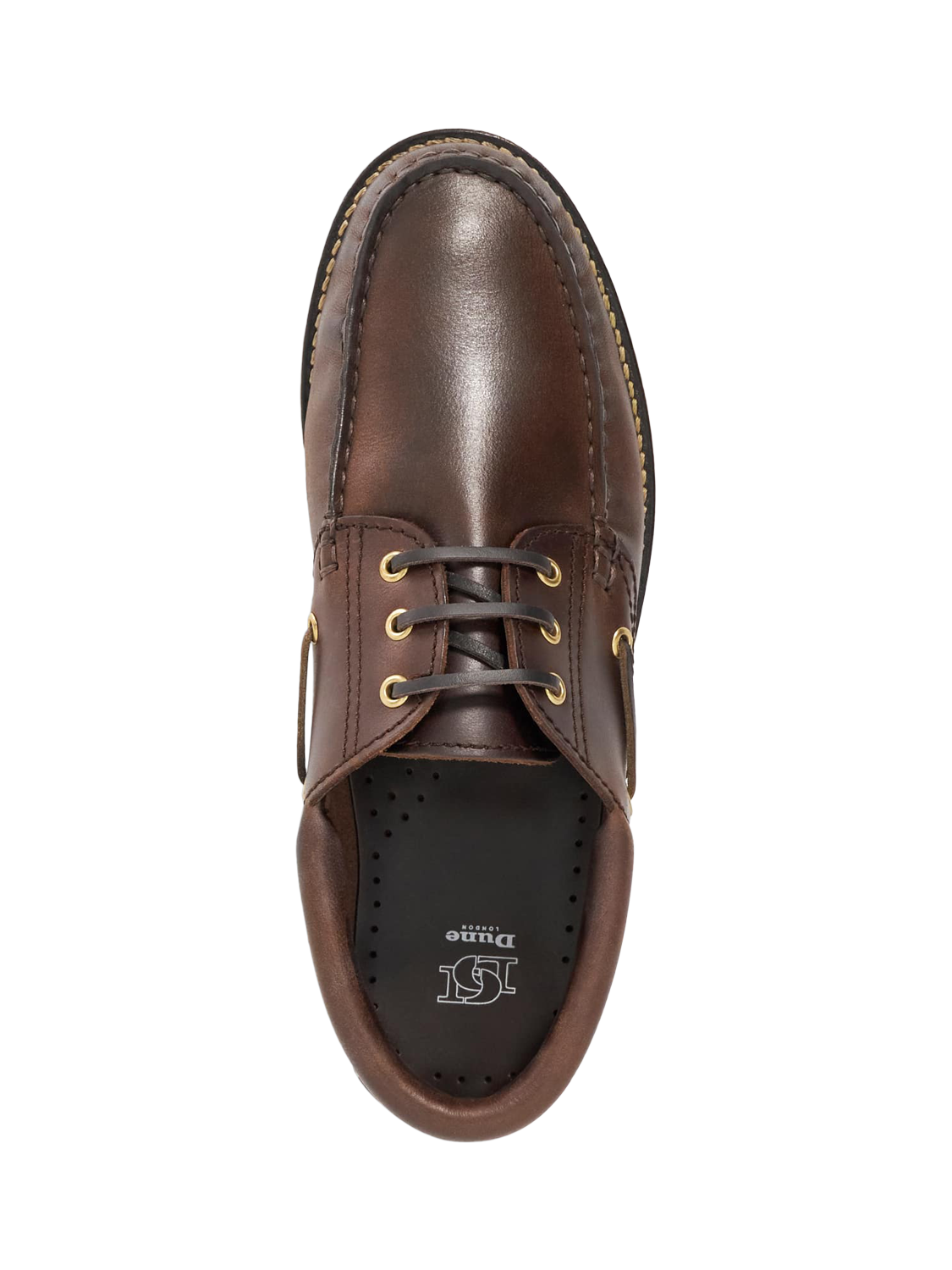 Product image 4 of 5, which shows Dune London St Bart Leather Lace Detail Boat Shoes, Brown, EU40