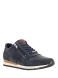 Dune London Thame Leather Zip Up Wedge Trainers, Navy