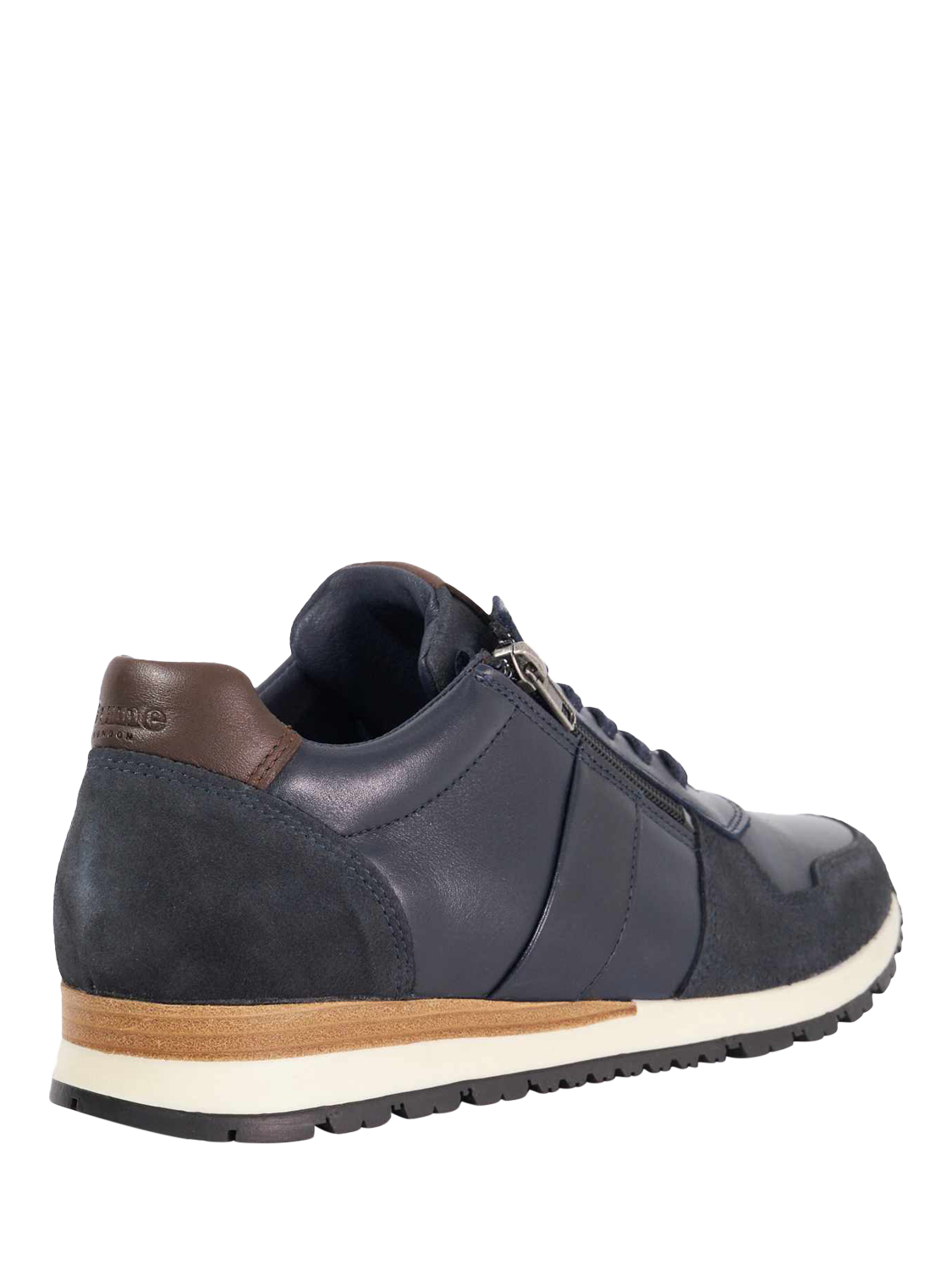 Product image 3 of 6, which shows Dune London Thame Leather Zip Up Wedge Trainers, Navy, EU40