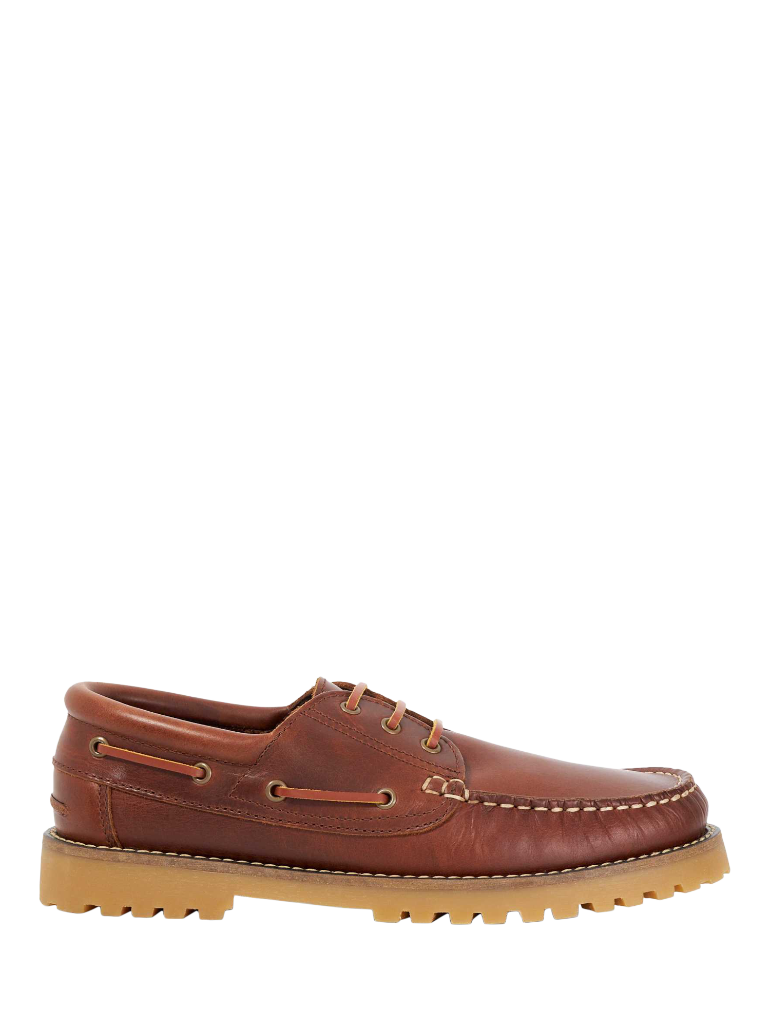 Product image 1 of 5, which shows Dune London St Bart Leather Lace Detail Boat Shoes, Tan, EU40