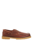 Dune London St Bart Leather Lace Detail Boat Shoes, Tan