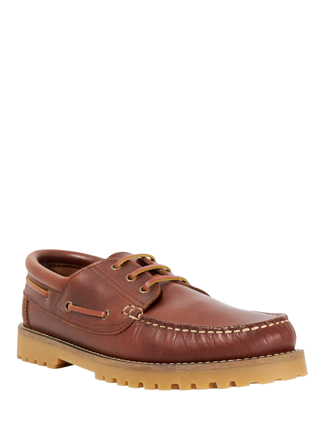 Product image 2 of 5, which shows Dune London St Bart Leather Lace Detail Boat Shoes, Tan, EU40