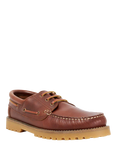 Dune London St Bart Leather Lace Detail Boat Shoes, Tan