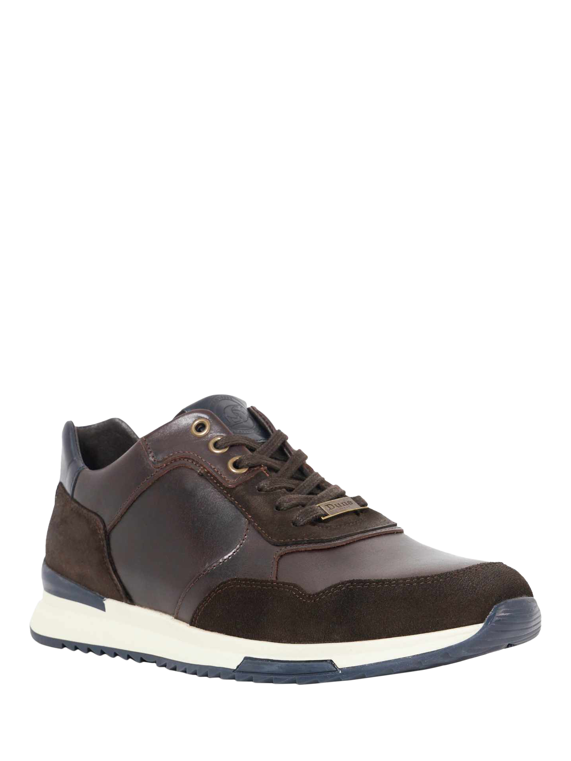 Product image 2 of 6, which shows Dune Thornbury Leather Lace Up Trainers, Chocolate, EU43