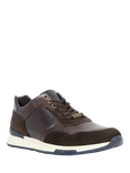 Dune Thornbury Leather Lace Up Trainers, Khaki