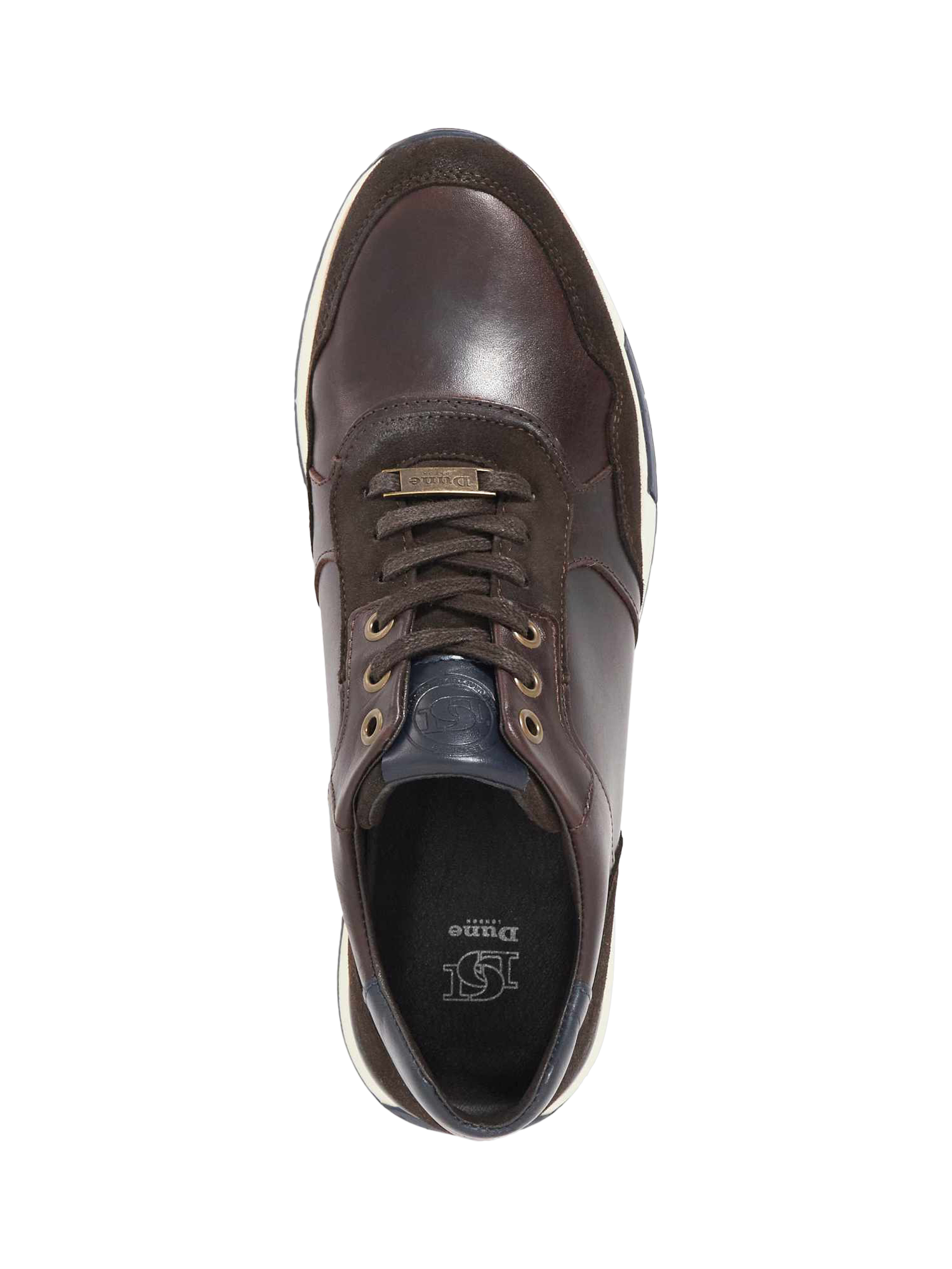 Product image 4 of 6, which shows Dune Thornbury Leather Lace Up Trainers, Chocolate, EU43