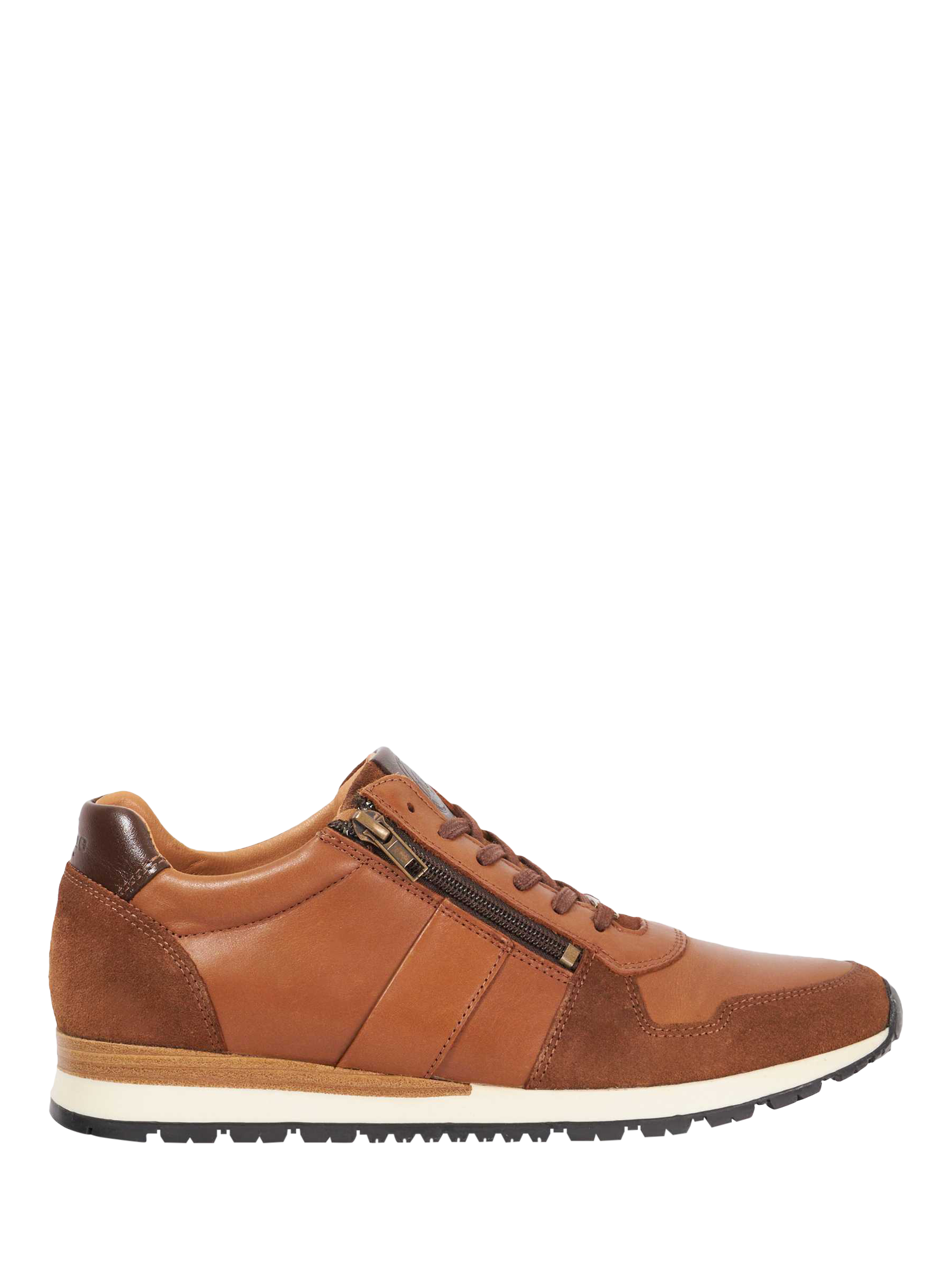 Product image 1 of 5, which shows Dune Thame Leather Zip Trainers, Tan, EU40