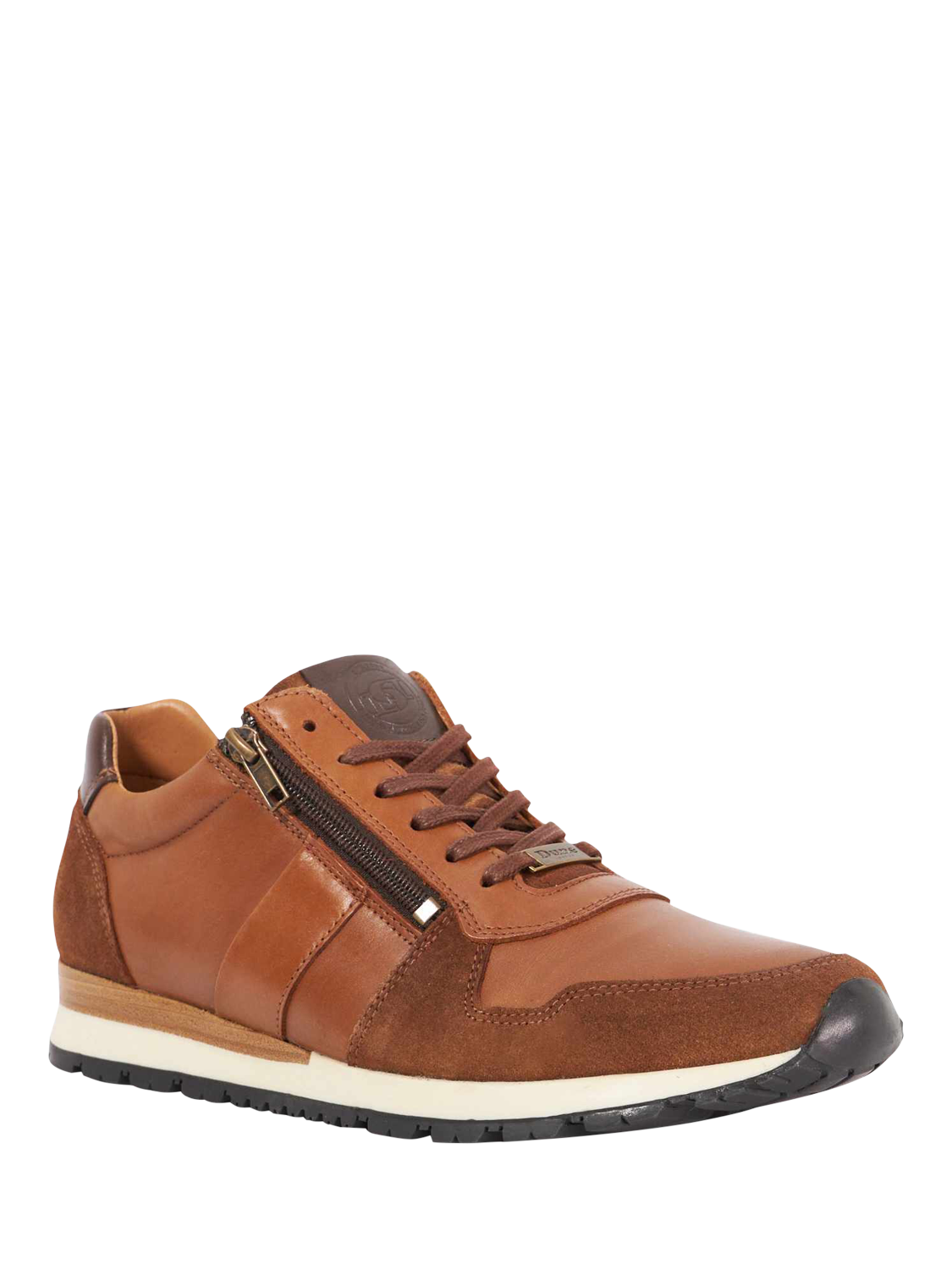 Product image 2 of 5, which shows Dune Thame Leather Zip Trainers, Tan, EU40