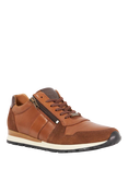 Dune Thame Leather Zip Trainers, Tan
