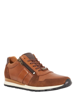 Dune Thame Leather Zip Trainers, Tan - view 2, Tan