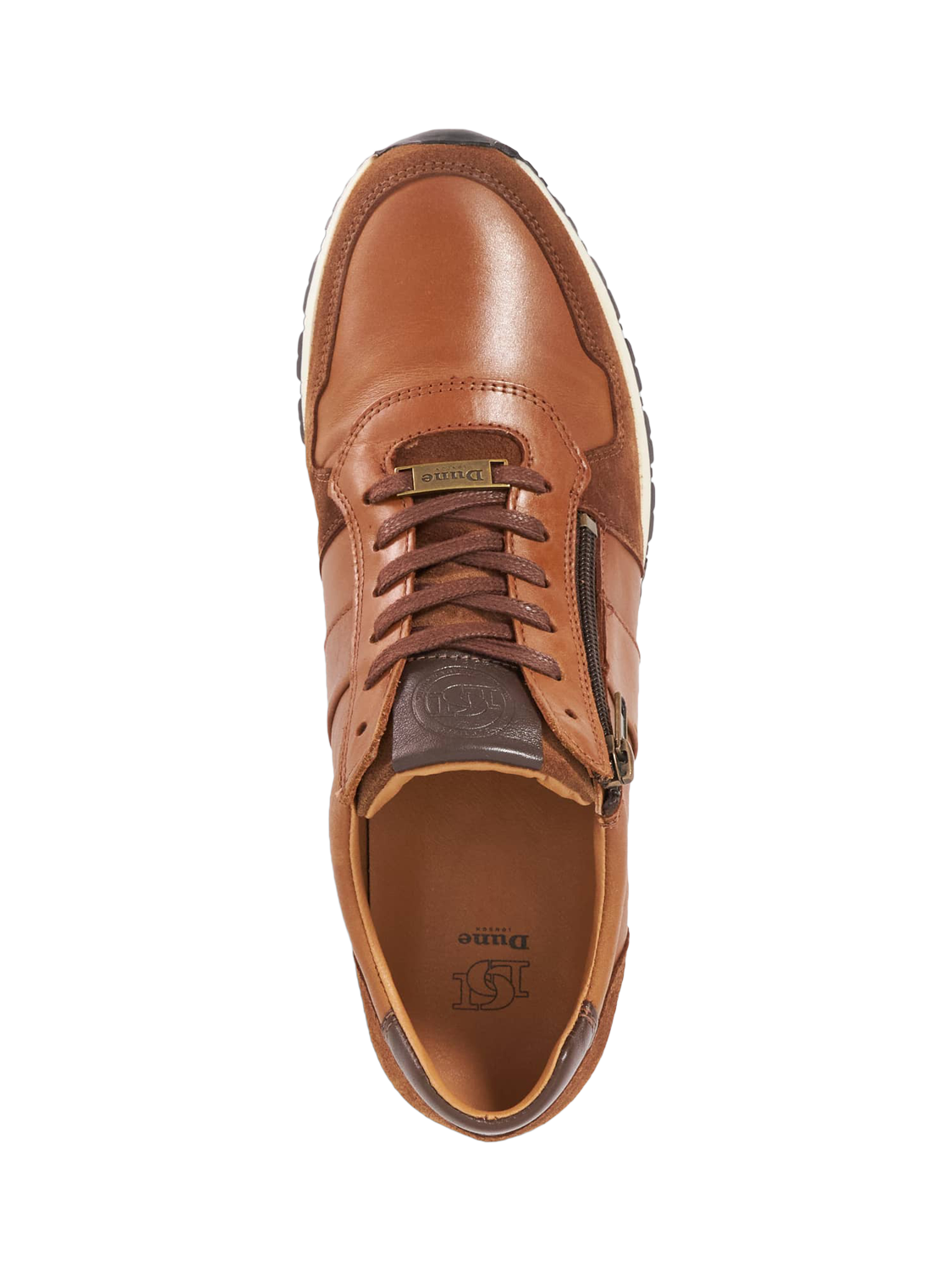 Product image 4 of 5, which shows Dune Thame Leather Zip Trainers, Tan, EU40